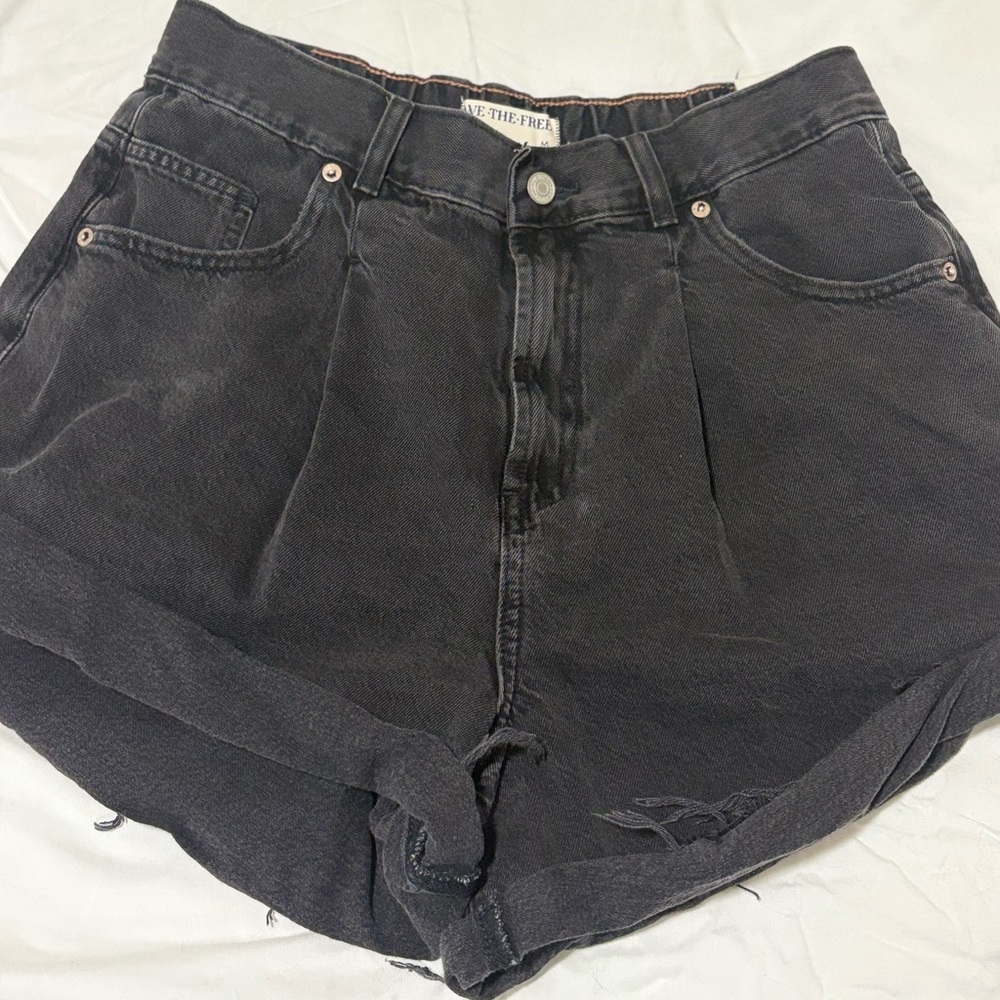 Free People Dark Gray Jean Shorts